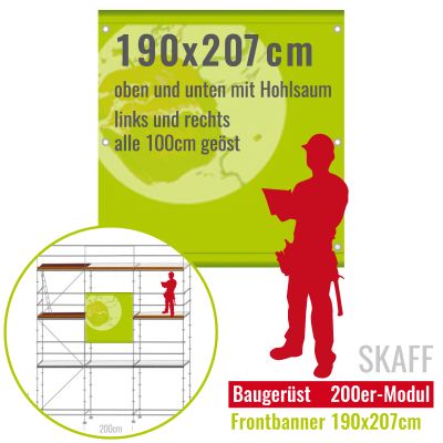 Baugerüstbanner mit Hpohlsaum 190x207cm
